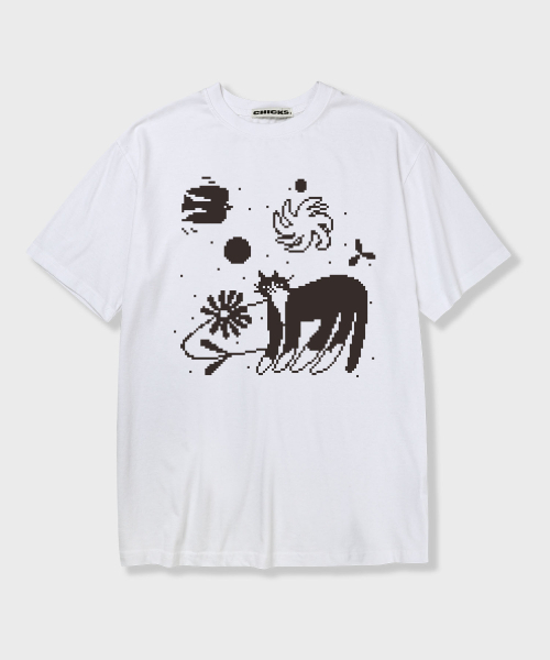 CHICKS(チックス)の「ピクセルキャット 半袖Tシャツ ホワイト(Tシャツ/カットソー・レディース・ホワイト・FREE)」の1枚目の写真