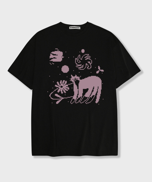 CHICKS(チックス)の「ピクセルキャット 半袖Tシャツ ホワイト(Tシャツ/カットソー・レディース・ホワイト・FREE)」の2枚目の写真