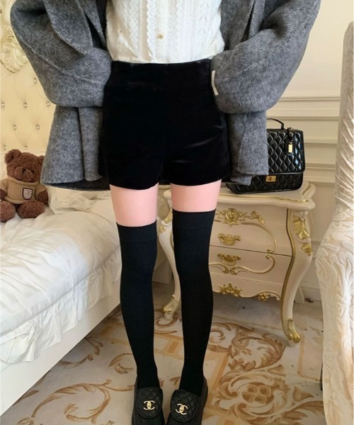 kirakiraShop（キラキラショップ）の「ベロアタッチ ハイウエスト ショート パンツ（その他パンツ・レディース・ブラウン/ブラック・M/S/L）」の17枚目の写真