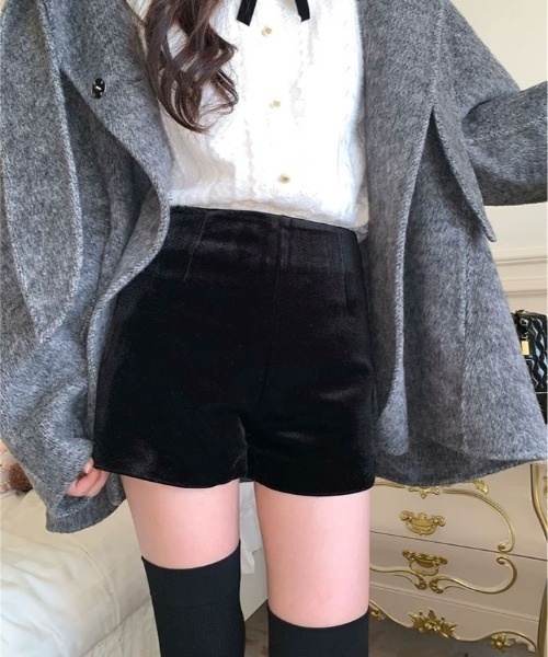 kirakiraShop（キラキラショップ）の「ベロアタッチ ハイウエスト ショート パンツ（その他パンツ・レディース・ブラウン/ブラック・M/S/L）」の18枚目の写真