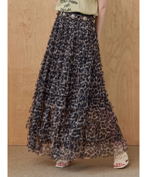 MAXZA（マージャコレクション）の「レオパードシャーリングティアードメッシュロングスカート（スカート）」