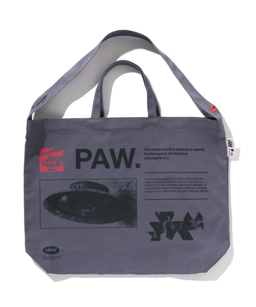 A BATHING APE(アベイシングエイプ)の「BAPE BY KAZUKI KURAISHI "WHOLE EARTH" 2-WAY CANVAS TOTE BAG(トートバッグ・メンズ・ブルー/オレンジ/チャコール・FREE)」の2枚目の写真