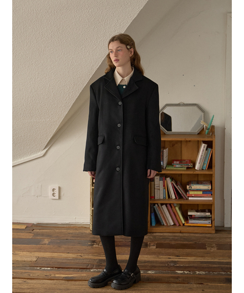 ANOETIC(アノエティック)の「STANDARD SINGLE WOOL COAT_BLACK(チェスターコート・レディース・ブラック・FREE)」の1枚目の写真