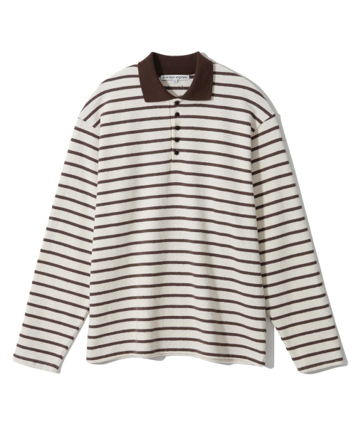 GARDEN EXPRESS(ガーデンエクスプレス)の「Knitted Collar Stripe T-Shirt (brown)(Tシャツ/カットソー・メンズ・その他・MEDIUM/LARGE/X-LARGE)」の1枚目の写真