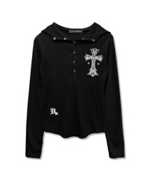 DAMISH（ダミシュ）の「ウォームクロスコージースナップフード_ブラック（パーカー）」