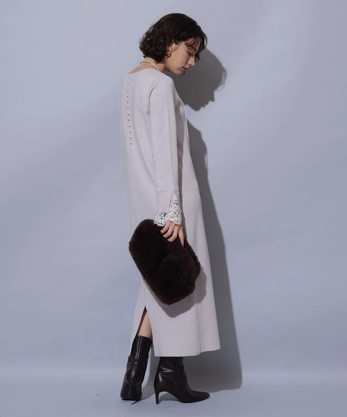 新品タグ付 Arpege story 袖口レースニットワンピース 黒Sサイズ 袖口レースニットワンピース | ワンピース | Arpege story