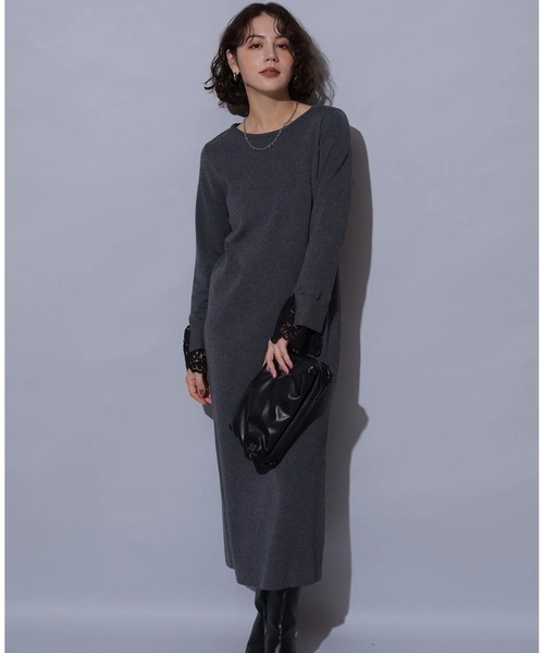 袖口レースニットワンピース（ワンピース）｜Arpege story