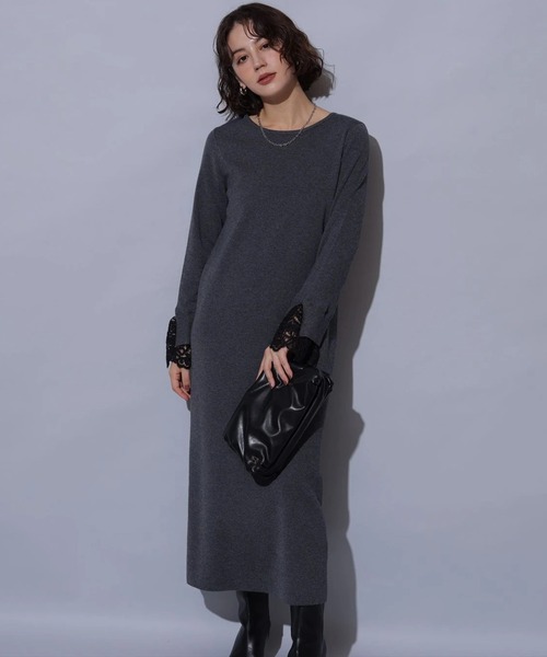 袖口レースニットワンピース（ワンピース）｜Arpege story