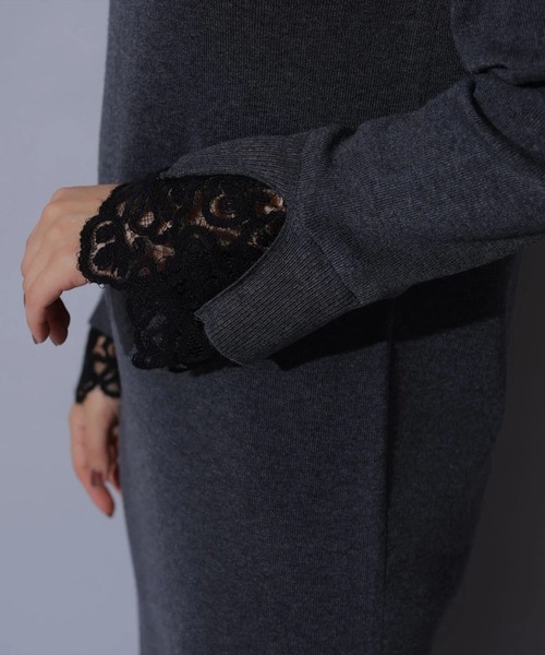 袖口レースニットワンピース（ワンピース）｜Arpege story