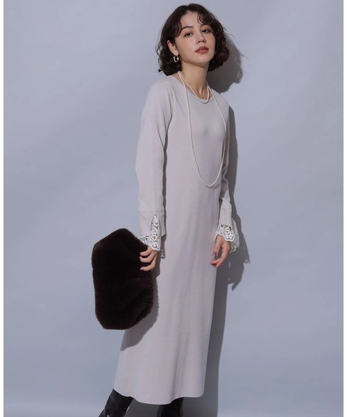 袖口レースニットワンピース（ワンピース）｜Arpege story