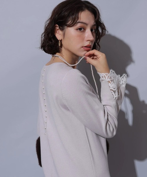 新品 Arpege story アルページュストーリー袖口レースニットワンピース 袖口レースニットワンピース（ワンピース）｜Arpege story