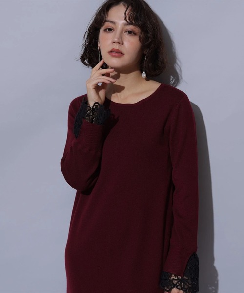 袖口レースニットワンピース（ワンピース）｜Arpege story