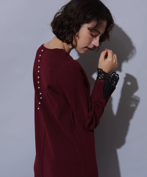 袖口レースニットワンピース（ワンピース）｜Arpege story