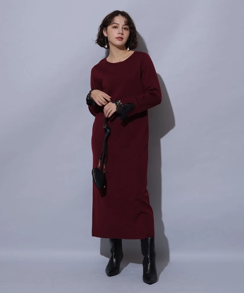 新品 Arpege story アルページュストーリー袖口レースニットワンピース 袖口レースニットワンピース（ワンピース）｜Arpege story