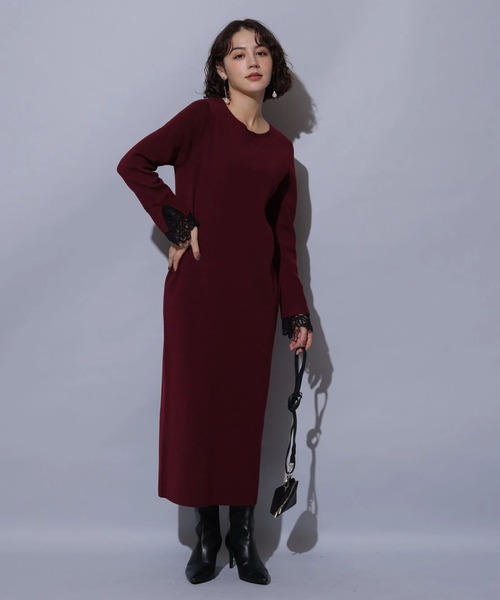 袖口レースニットワンピース（ワンピース）｜Arpege story