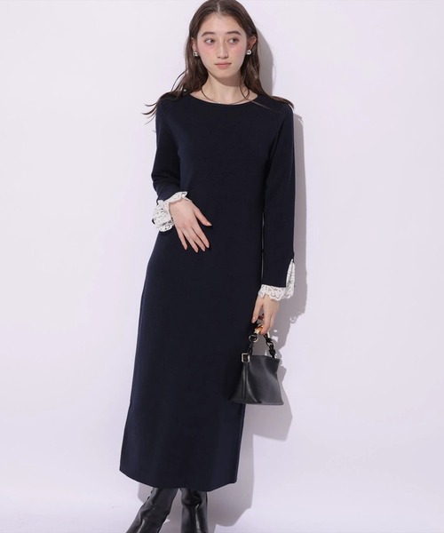 袖口レースニットワンピース（ワンピース）｜Arpege story