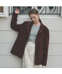 NONLOCAL（ノンローカル）の「Faux Suede Oversize Jacket - Brown（ライダースジャケット）」