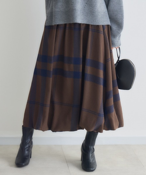 KATHARINE ROSS（キャサリンロス）の「【PILLINI/ピリーニ】ビッグチェックバルーンスカート（スカート・レディース・ブラウン/ブラック・MEDIUM）」の2枚目の写真