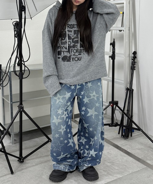 Figments（フィグメンツ）の「パンクプリントニットパーカー（パーカー・レディース・グレー/ブラック・FREE）」の6枚目の写真