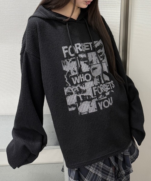 Figments（フィグメンツ）の「パンクプリントニットパーカー（パーカー・レディース・グレー/ブラック・FREE）」の7枚目の写真