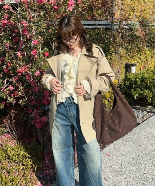 SLY（スライ）の「【2026SS新作】BALLOON TRENCH COAT バルーントレンチコート 冬服 春服（トレンチコート・レディース・ネイビー/ベージュ・FREE）」の19枚目の写真