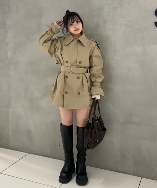 SLY（スライ）の「【2026SS新作】BALLOON TRENCH COAT バルーントレンチコート 冬服 春服（トレンチコート・レディース・ネイビー/ベージュ・FREE）」の20枚目の写真