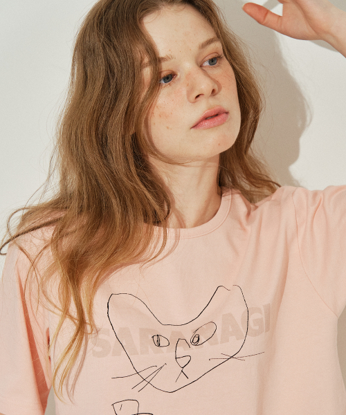 SARANAGI（サラナギ）の「SE0524-CROP T-SHIRT(pink)（Tシャツ/カットソー・レディース・ライトピンク・FREE）」の3枚目の写真