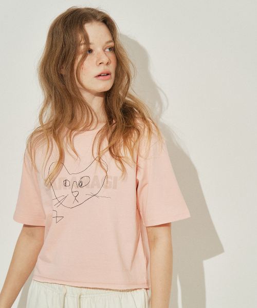 SARANAGI（サラナギ）の「SE0524-CROP T-SHIRT(pink)（Tシャツ/カットソー・レディース・ライトピンク・FREE）」の5枚目の写真