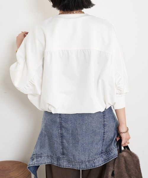 Jena espace merveilleux（ジェナ　エスパスメルヴェイユ）の「【1枚で様になる／ラクチン綺麗】フハク切替ダンボールカットソー（Tシャツ/カットソー・レディース・グレー/オフホワイト/ベージュ・FREE）」の12枚目の写真