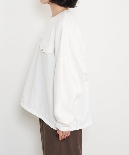 Jena espace merveilleux（ジェナ　エスパスメルヴェイユ）の「【1枚で様になる／ラクチン綺麗】フハク切替ダンボールカットソー（Tシャツ/カットソー・レディース・グレー/オフホワイト/ベージュ・FREE）」の14枚目の写真