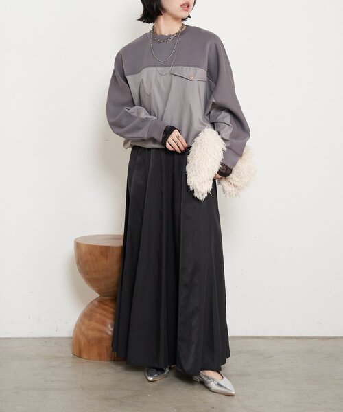 Jena espace merveilleux（ジェナ　エスパスメルヴェイユ）の「【1枚で様になる／ラクチン綺麗】フハク切替ダンボールカットソー（Tシャツ/カットソー・レディース・グレー/オフホワイト/ベージュ・FREE）」の22枚目の写真