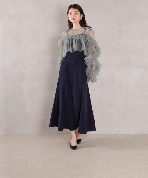 Kana（カナ）の「デコラティブチュールボレロ フィットアンドフレアワンピース 2点セット パーティー ドレス 結婚式 お呼ばれ オケージョン（ドレス・レディース・オレンジ系/チャコールグレー/ブルー/ベージュ×ブラック・M）」の22枚目の写真