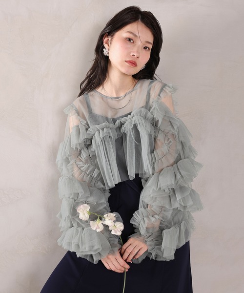 Kana（カナ）の「デコラティブチュールボレロ フィットアンドフレアワンピース 2点セット パーティー ドレス 結婚式 お呼ばれ オケージョン（ドレス・レディース・オレンジ系/チャコールグレー/ブルー/ベージュ×ブラック・M）」の13枚目の写真
