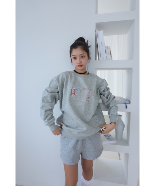 Smyeon(スミョン)の「Graphic crewneck sweat tops/グラフィックプリントクルーネックスウェット(スウェット・レディース・ホワイト/グレー・FREE)」の14枚目の写真