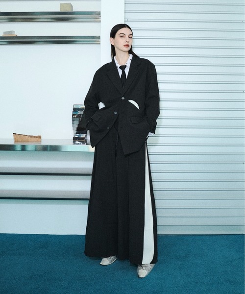 seyto（セイト）の「Slash line pin tuck wide pants / スラッシュラインタックワイドパンツ（スラックス・メンズ・チャコールグレー・1/2/3）」の8枚目の写真