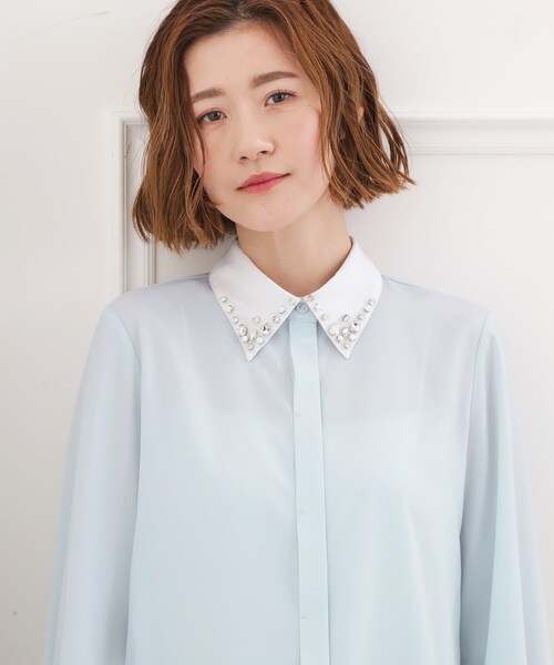grove(グローブ)の「ビジューカラー とろみシャツ(シャツ/ブラウス・レディース・オフホワイト/ライトブルー・02/05/04/03)」の10枚目の写真