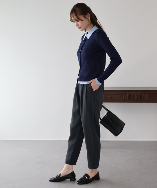 BLUEEAST（ブルーイースト）の「スリムテーパードパンツ（スラックス・レディース・ブラック/グレー・MEDIUM）」の8枚目の写真