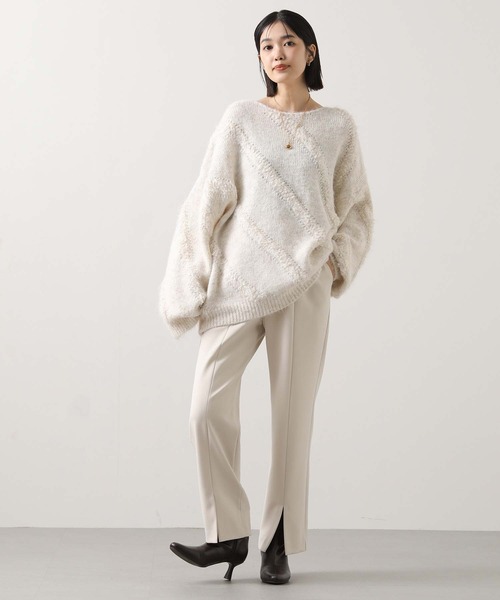 Gready Brilliant（グレディブリリアン）の「裏起毛セミフレア（デニムパンツ・レディース・アイボリー/チャコールグレー・36/38）」の15枚目の写真