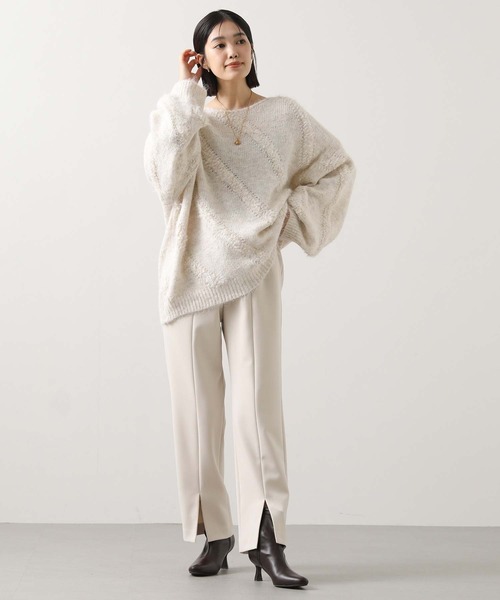 Gready Brilliant（グレディブリリアン）の「裏起毛セミフレア（デニムパンツ・レディース・アイボリー/チャコールグレー・36/38）」の18枚目の写真