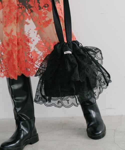 THEATRE PRODUCTS（シアタープロダクツ）の「フラワーオーガンジートートバッグ（トートバッグ・レディース・ブラック/イエロー/ホワイト・FREE）」の2枚目の写真