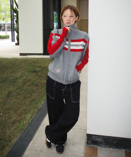 MENASOO(ミナス)の「Zipup Knit Cardigan_Gray(カーディガン/ボレロ・レディース・グレー・F)」の2枚目の写真