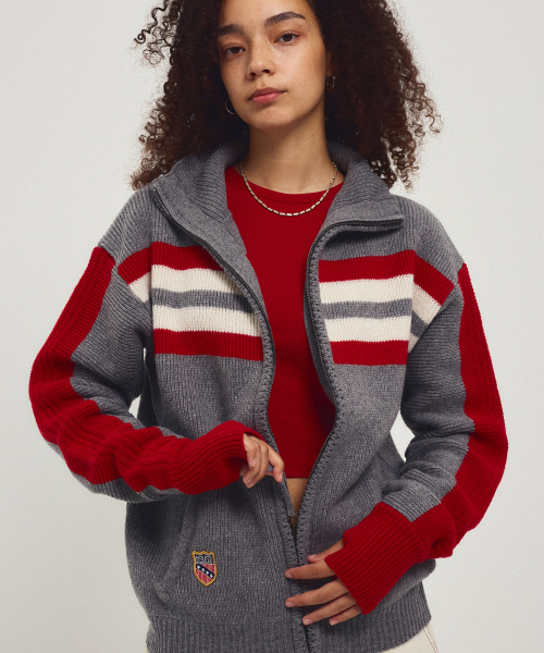 MENASOO(ミナス)の「Zipup Knit Cardigan_Gray(カーディガン/ボレロ・レディース・グレー・F)」の14枚目の写真