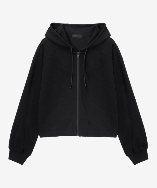 BASIC HOUSE(ベーシックハウス)の「女性特別綿クロップフードジップアップブラック(パーカー・レディース・ブラック・FREE)」の13枚目の写真