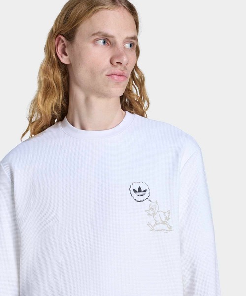 adidas(アディダス)の「WHITE WAFFLE LS / ロンT / アディダスオリジナルス adidas Originals(Tシャツ/カットソー・メンズ・ホワイト・LARGE/MEDIUM/SMALL/X-SMALL/XX-LARGE/3XL/X-LARGE)」の3枚目の写真