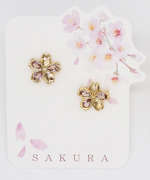 gargle(ガーグル)の「gargle ガーグル:SAKURAシリーズ サクラキラリ 桜 さくら ピアス(ピアス(両耳用)・レディース・ゴールド/ピンクゴールド・FREE)」の5枚目の写真