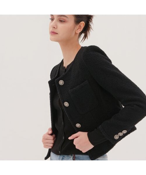 ACUD(アクド)の「Alpaca Tweed Jacket _Black(テーラードジャケット・レディース・ブラック・S/M)」の1枚目の写真