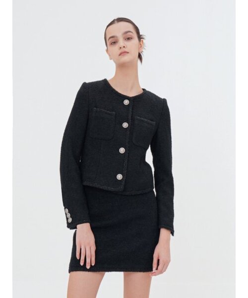 ACUD(アクド)の「Alpaca Tweed Jacket _Black(テーラードジャケット・レディース・ブラック・S/M)」の2枚目の写真