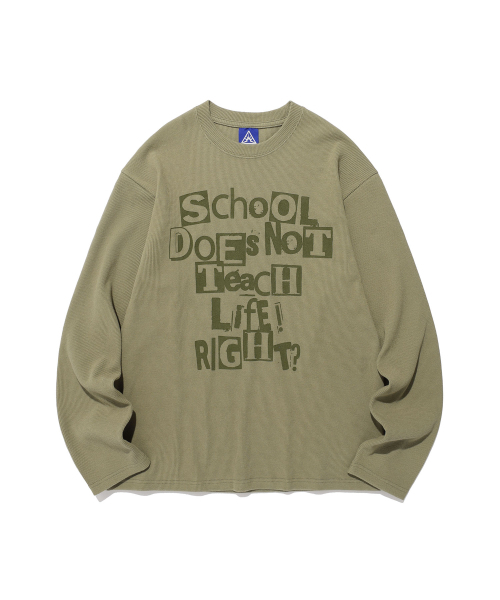 ISTKUNST(イストクンスト)の「DOES NOT TEACH WAFFLE LS TEE_KHAKI(IK2FSMT551A)(Tシャツ/カットソー・レディース・カーキ・S/M/L)」の1枚目の写真