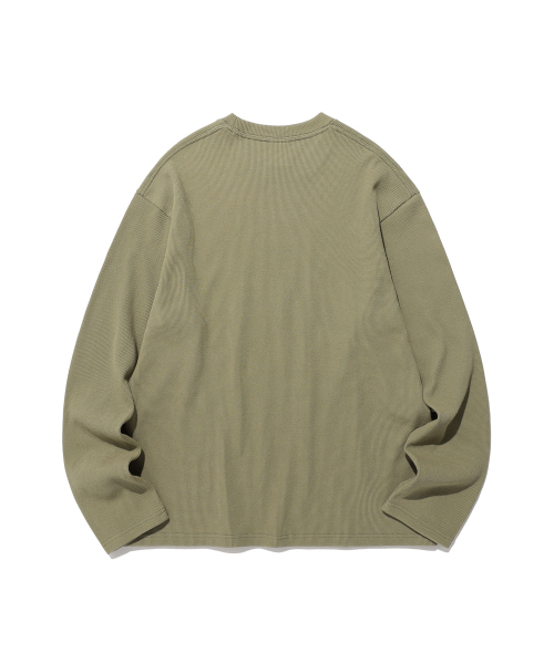 ISTKUNST(イストクンスト)の「DOES NOT TEACH WAFFLE LS TEE_KHAKI(IK2FSMT551A)(Tシャツ/カットソー・レディース・カーキ・S/M/L)」の2枚目の写真