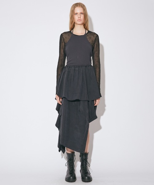 beautiful people（ビューティフルピープル）の「double-end sand wash  silk flare skirt（スカート・レディース・ブラック・34）」の7枚目の写真